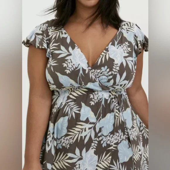 Maxi Gauze Walk-Through Boho Dress Romper Tropical Women's Size 1X - Picture 6 of 14